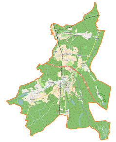 Mapa konturowa gminy Iłowa, blisko centrum po prawej na dole znajduje się punkt z opisem „Kowalice”