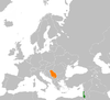 Location map for Israel and Serbia.