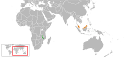 Map indicating locations of Malawi and Malaysia