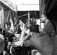 President Gamal Abdel Nasser møter folket i Beni Suef den 14. november 1958.