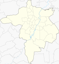 Mapa konturowa Rzeszowa, blisko centrum u góry znajduje się punkt z opisem „Dom przy ul. ks. Jałowego 33”