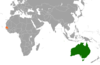 Location map for Australia and Senegal.