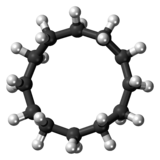 Ball-and-stick model of the cyclododecane molecule