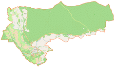 Mapa konturowa gminy Skwierzyna, po prawej znajduje się punkt z opisem „Wiejce”