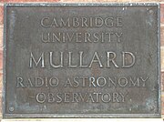 Mullard Radio Astronomy Observatory plaque