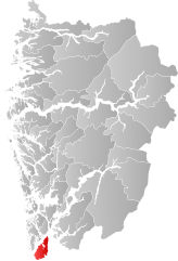 Lage der Kommune in der Provinz Vestland