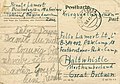 Postkarte an einen Lagerinsassen vom Juni 1947