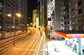 Wong Chuk Hang Road and viaduct at night
