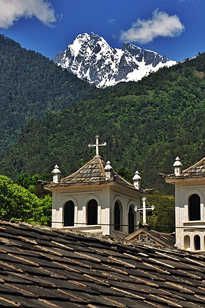 The towers of the church in the Nujiang River valley, 2011