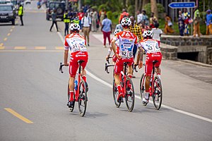 Teilnehmer der Tour du Rwanda im Distrikt Musanze