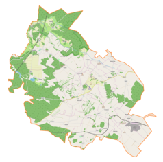 Mapa konturowa gminy Krasocin, na dole po prawej znajduje się punkt z opisem „Skorków”