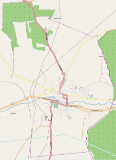 Mapa konturowa Lipska, blisko centrum po prawej na dole znajduje się punkt z opisem „Parafia Świętej Trójcy”