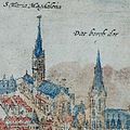 Die Burgkirche von Osten um 1551, (Braun-Hogenberg, 1572)