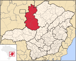 Ligging van de Braziliaanse mesoregio Noroeste de Minas in Minas Gerais