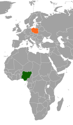 Map indicating locations of Nigeria and Poland