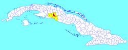 Palmira municipality (red) within Cienfuegos Province (yellow) and Cuba