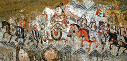 Mural of Turkic cavalry, Beshbalik, 10th c.