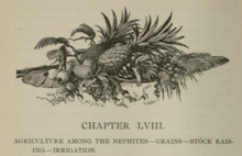 A pile of fruit above a caption reading "Agriculture among the Nephites"