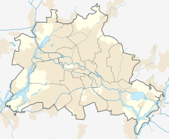 Mapa konturowa Berlina, w centrum znajduje się punkt z opisem „Nowe Muzeum”