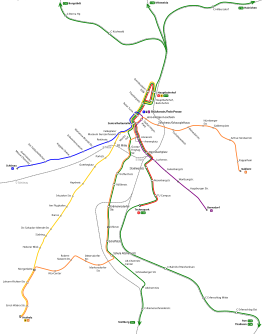 Netwerkkaart van de Tram van Chemnitz