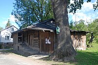 Dąb-pomnik przyrody i stara zabudowa