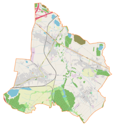 Mapa konturowa gminy Gierałtowice, po lewej nieco na dole znajduje się punkt z opisem „Gierałtowice”