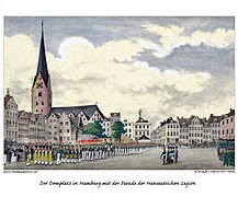 I 35 Der Dom(s)platz in Hamburg mit der Parade der Hanseatischen Legion