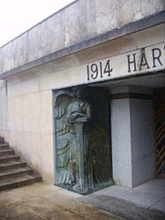 One of the two Bourdelle's statues by the entrance of the National Monument of the Hartmannswillerkopf.