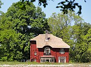 Houten landhuis op het landgoed