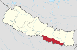 Madheş ilinin Nepal'deki konumu