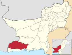 Karte von Pakistan, Position von Distrikt Kech hervorgehoben