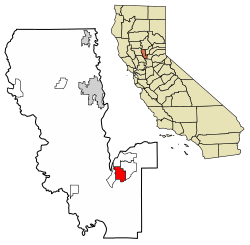 Location of East Nicolaus in Sutter County, California.