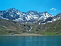 Erzhorn (rechts) mit Gamschtällihorn und Älpliseehorn über Plessur und Schwellisee