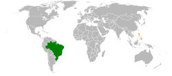 Map indicating locations of Brazil and Philippines