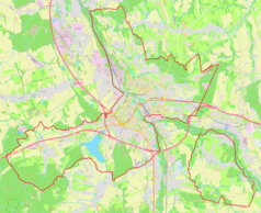 Mapa konturowa miasta Frydek-Mistek, na dole po prawej znajduje się punkt z opisem „SkalicaSkalice”