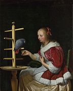 verschieden von: A Woman in a Red Jacket feeding a Parrot 