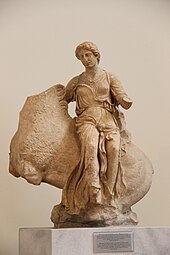 Ancient Greek acroterion of a Nereid on horseback, c.380 BC, marble, National Archaeological Museum, Athens