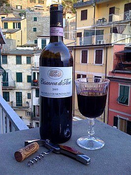 Een fles Casanova di Neri Brunello di Montalcino van het jaar 2003