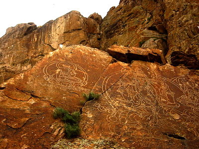 Buddhist rock drawings at Ili River