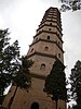 View of Chengtian Temple Pagoda, Yinchuan on a dull, cloudy afternoon