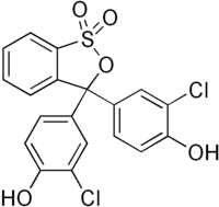 Skeletal formula of chlorophenol red in cyclic form