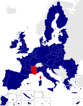 Map of the 2014 European Parliament constituencies with South-East France highlighted in red