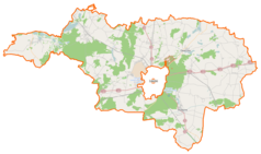 Mapa konturowa powiatu leszczyńskiego, blisko prawej krawiędzi znajduje się punkt z opisem „Grabówiec”