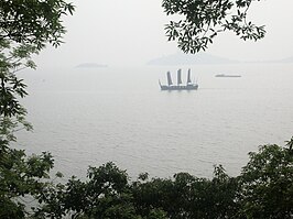 Het meer gezien vanaf het eiland Yuantou Zhu