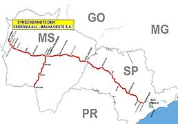 Streckenplan der ALLMO – América Latina Logística Malha Oeste S.A.