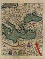 A modern reproduction of the Catalan Atlas depicting the eastern Mediterranean region.