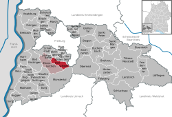 Elhelyezkedése Baden-Württemberg térképén