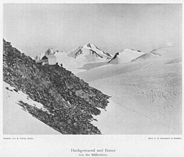 Blik over de Müllerhütte (links) richting de Hochgewänd en de Botzer