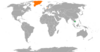 Location map for Cambodia and Denmark.