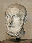 Chrysippos von Soloi († 208/204 v. Chr.), ein früher Theoretiker der stoischen Apatheia und einer ihrer profiliertesten Verfechter. Römische Kopie einer griechischen Marmorbüste im Louvre, Paris